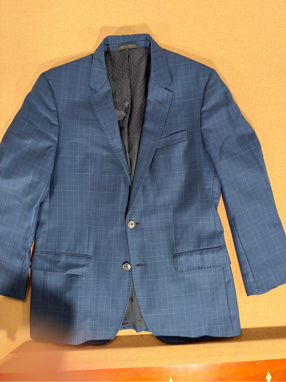 Hugo Boss Men's Blue Windowpane Blazer - Classic Two-Button Suit Jacket